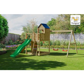 Geräumiger Treehouse-Holzspielplatz mit 2 Schaukeln von Fungoo