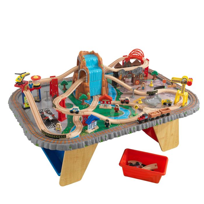 Circuit de train en bois enfant bucket top