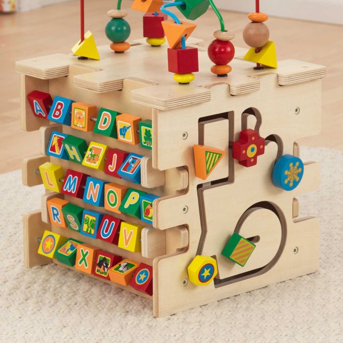 Jouet Bebe 1 2 Ans, Cube D'activité Bébé en Bois 6-en-1, Jouets