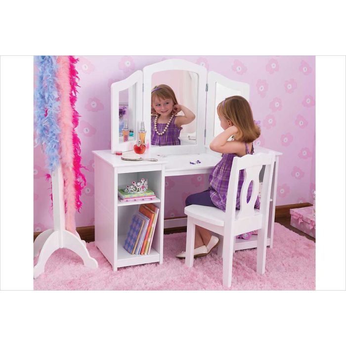 Coiffeuse enfant et chaise blanche 3 miroirs Kidkraft