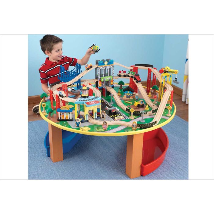 Table circuit train en bois 80 pièces pour enfant